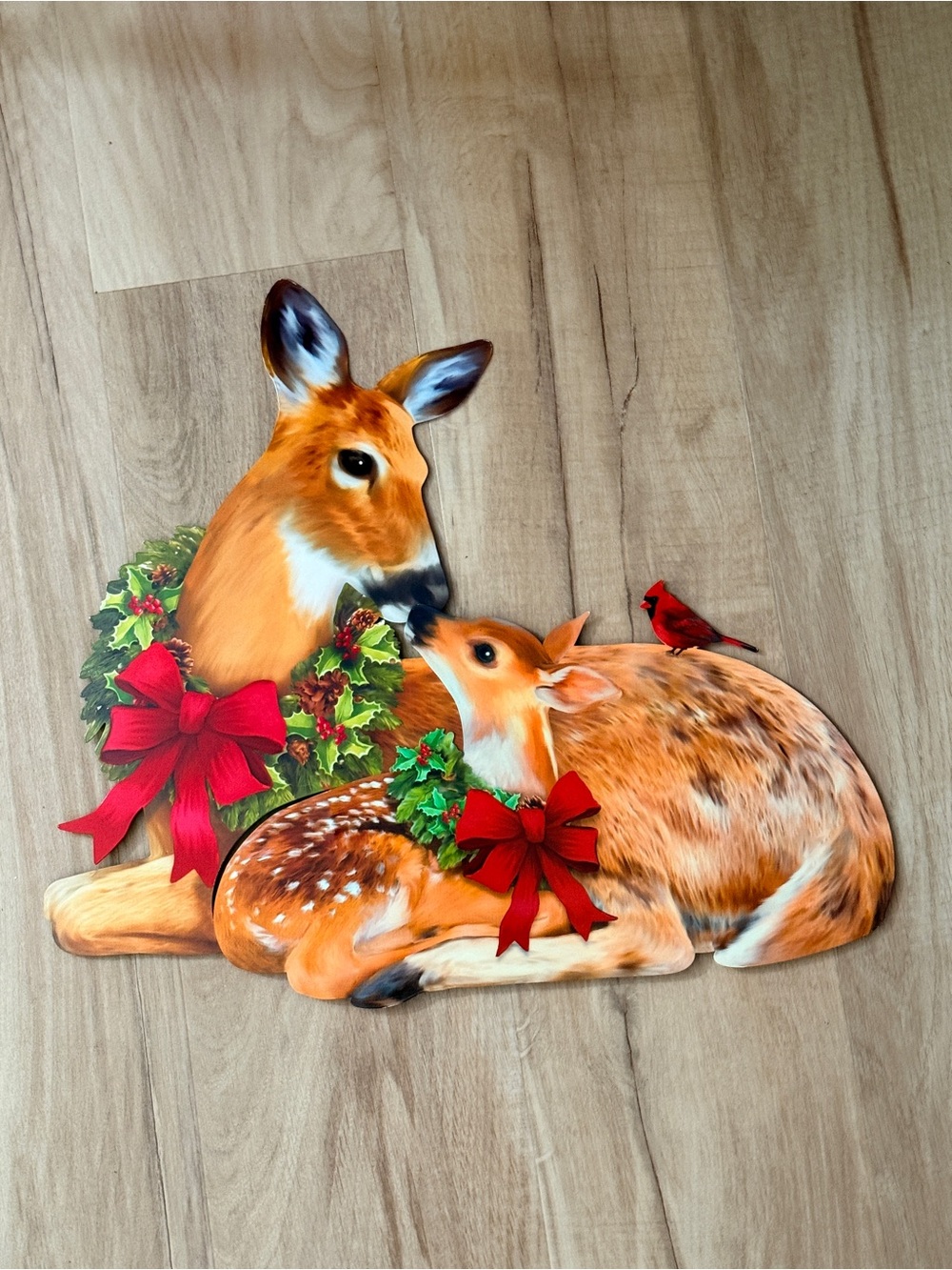 Holiday Deer Family Wall Decor with Red Bows